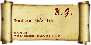 Mentzer Gálos névjegykártya